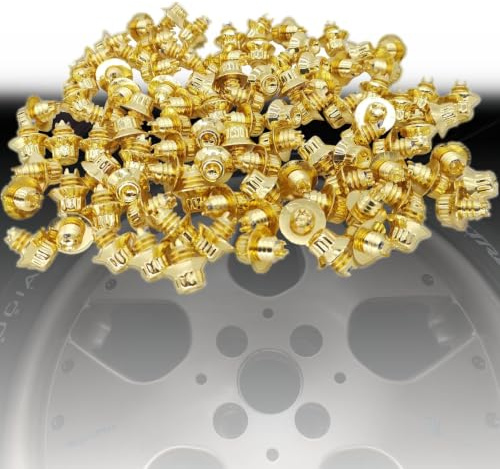 100 Pezzi Rivetti in Plastica per Auto,Dado Rivetto Universale per Coprimozzo,Clip Automatico Universale,Viti in plastica per la decorazione dei cerchioni,Diametro di connessione 6,9mm (dorato)