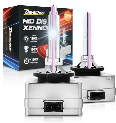 DeveChos D1S Xenon Bombilla: 12V 35W 10000K Luz Azul Frío Brillante HID Lámpara 12V Faro de Coche - 2x Unidades