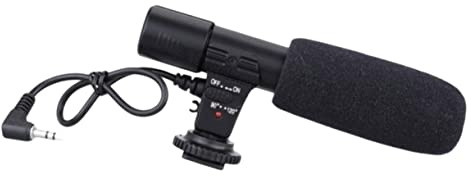 DIYEAH Micrófono para Cámara de Vídeo Ángulo Ajustable de 90/120 Grados, Rango de Radio Ultra Ancho y Zapata Estándar para Entrevistas y Grabación Profesional