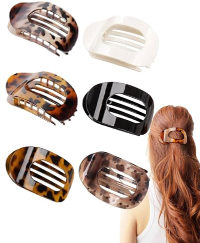 GAJUS 1.Mollettone Capelli Donna 6 Pezzi, Pinza Antiscivolo ed Elegante, Hair Clip Piatto Stile Francese per Tutto il Giorno, 6 Colori alla Moda, Accessorio Pratico e Funzionale