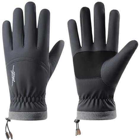 Hwtcjx Guanti Invernali Uomo Donna, Touch Screen Guanti Termici, Impermeabili, Riscaldati, Antiscivolo Antivento Sportivi per Moto Bici, per Ciclismo, Running, Sci, Calcio (Grigio, L)