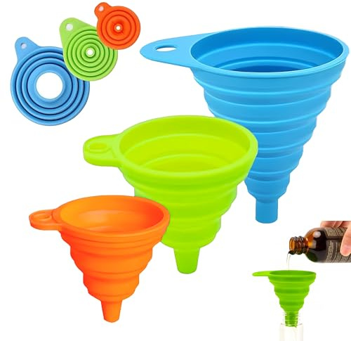 6Pcs Foldable Funnel, Silicone Material Foldable Plastic Funnel, Funnels for Filling Bottles or Containers, Small Is a Good Helper in the Kitchen