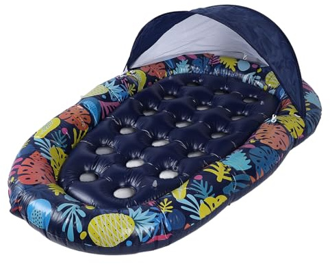 Qcwwy Lettino Galleggiante Multifunzionale per Piscina per Adulti con Tendalino UPF50 e Portabicchieri, Galleggiante per Piscina Gonfiabile per Feste in Spiaggia Sul Lago, 72,83 X 47,2 Pollici