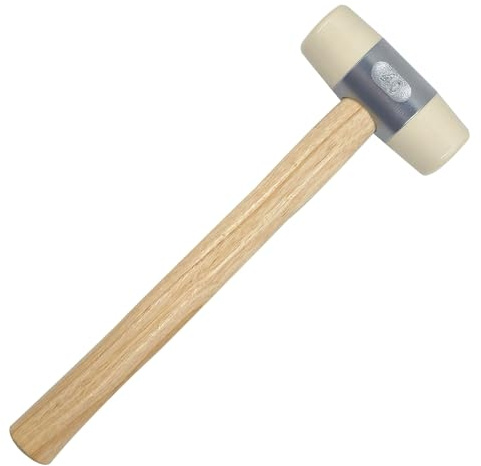 40 Oz TPU Nylon Rubber Hammer with Wooden Handle, Double-Sided Safety Industrial Hand Hammer, White