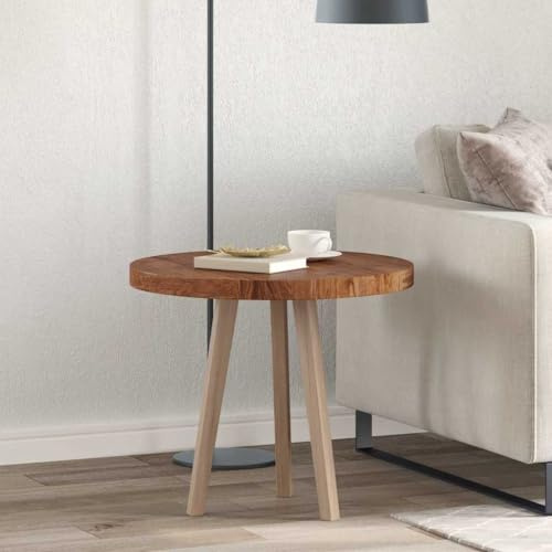 Teenpull Bordsskiva mörkbrun Ø 60 x 4 cm, massivt ekträ för matbord, köksbord, datorbord, bänkskiva, rund form, mångsidig användning