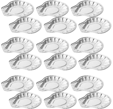 Mipcase Barquettes Jetables en Aluminium de Coquille 100 Pièces, Mini Plats à Four pour Fruits de Mer, Moules à Tarte pour Palourdes et Huîtres, Accessoires Barbecue Pratiques et Légers