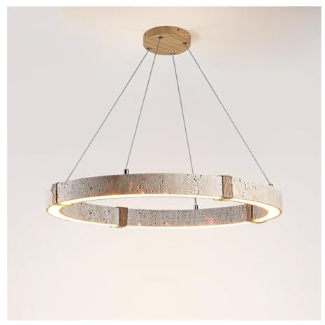 Generico Lampadario in travertino giapponese Anello vintage Lampada a sospensione for sala da pranzo Lampada a sospensione in pietra di metà secolo for isola della cucina