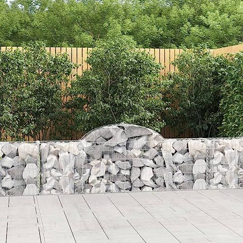 Nqyjm Cestini di gabbione 4 pz Forma di Arco Ferro 200x30x60/80 cm Zincato Cestino Recinzioni per Giardino Metallici Gabbioni Fioriera