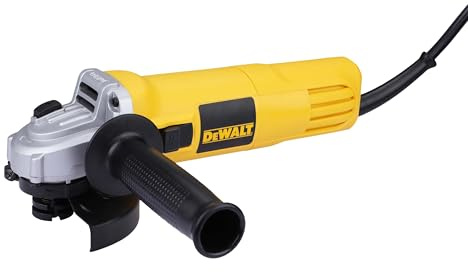 DEWALT DW802-IN, 850 W, 4 pulgadas (100 mm) Grinder angular resistente diseñado para aplicaciones de alta resistencia con bloqueo de husillo e interruptor deslizante, 2 años de garantía (mango lateral