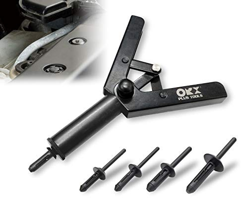 ORXPLUS TOOLS One-Handed Plastic Rivet Gun Kit with 40 Poly Rivets | One-Hand Operation Design Securely Sets Plastic Fasteners. Includes 40 Poly Rivets for Car Trim & Bumper Repair.