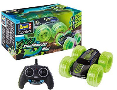 Revell Control RC Stunt Monster Mini 1080, Empfohlen für Kinder ab 6 Jahren, Bietet spektakuläre Flips und Drehungen, Allradantrieb für optimale Leistung, LED-Räder für Coole Lichteffekte