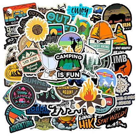 100 Pcs Outdoor Stickers Hiking Camping Sticker Adventure Wilderness Nature Stickers Pack Travel Waterproof Vinyl Stickers Decals for Water Bottle Laptop Luggage for Adults Teens Girls