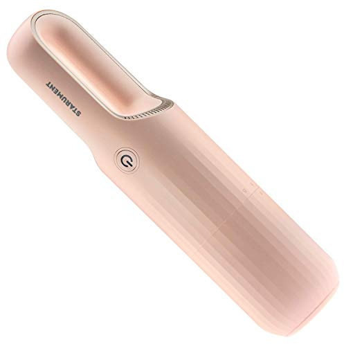 STARUMENT Aspiradora de mano portátil para polvo, pelo de mascotas, suciedad, interior de coche, muebles, ligero, fácil de usar, diseño compacto, batería recargable con cable USB-C rosa