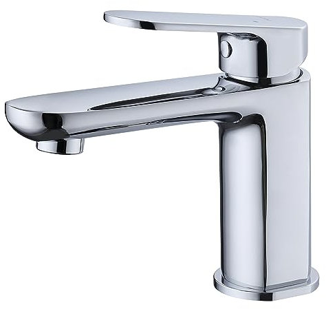Krobec Rubinetto per Bagno,Rubinetto per Lavabo,Rubinetto Bagno Lavabo, Miscelatore Monocomando per Lavabo, ottone, Attacco UE 3/8″,valvola in ceramica di alta qualità (cromata).