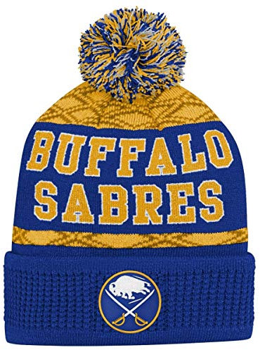 adidas PuckPattern Cuffed Pom Sabres Junior Royal Mütze