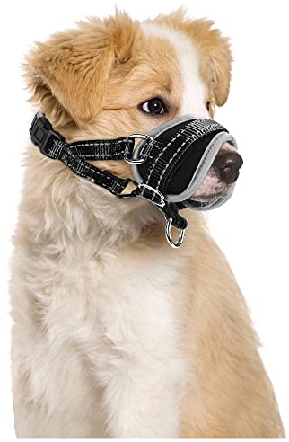 Nasjac Maulkorb für Hunde, Verstellbare Weicher Nylon maulkorb um Beißen zu verhindern Anti-Bellen Stoppen Sie das Kauen Essen Atmungsaktiv Hundemundschutz für kleine Hunde
