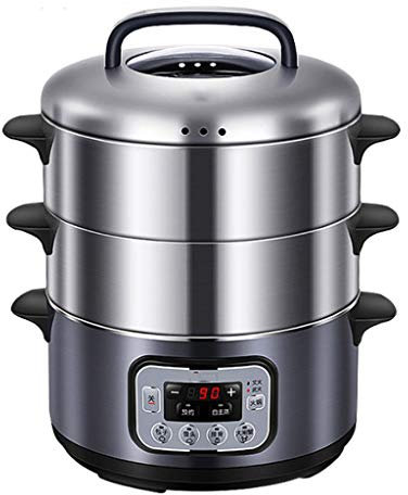 Vaporera eléctrica Multifuncional de Acero Inoxidable, vaporera de Gran Capacidad de Tres Capas, para el hogar, pequeñas Verduras al Vapor, Olla Caliente, vaporera de Acero Inoxidable