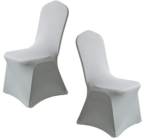 UVCMDUI Moderne Stuhlhussen Hochzeit Brautpaar, 10/20/30/50/100 Stück Stretch Elasthan Stuhlhussen für Hochzeiten und Feiern Geburtstag Dekoration,Grau,100pcs
