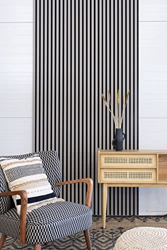 Leiste24 Akustikpaneel 2600 x 400 mm Schwarz Sandgrau | Lamellenverkleidung mit schwarzem Akustikfilz, Wandverkleidung im Lamellendekor Sandgrau für moderne Innenräume