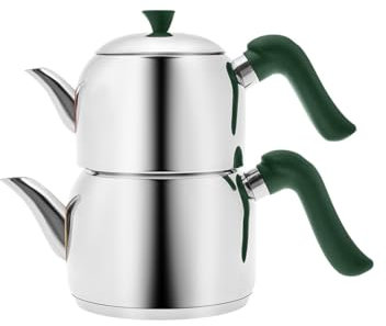 Karaca Edena Midi Teapot Set, Red Steel, Suitable for Induction Operation, 1.5L Teapot, 2L Drinker