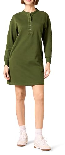 Amazon Essentials stickad Henley sweatshirt för kvinnor (finns i plusstorlek), mörk oliv, medium