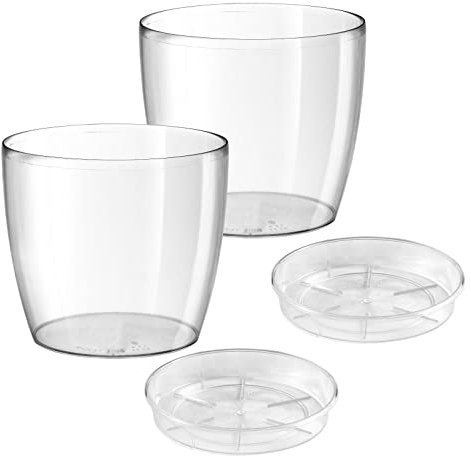 ECOMACETAS FLOWERPOT STORE Maceta de Plástico Transparente, Redonda para Orquídeas o Decoración (2, 14cm)