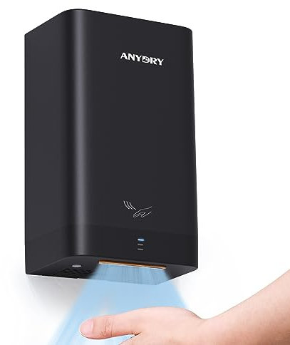 anydry AD2822 Secador de Manos de Alta Velocidad Secador de Manos Eléctrico Automático Comercial o Doméstico Negro