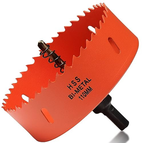 110mm Hole Saw Drill Bit for Wood and Metal, Bi-Metal Circular Hole Cutter with cutting Depth of 35mm for Steel, Cast Iron, Aluminium, Plywood, Acrylic, PVC/UPVC