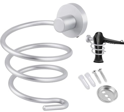 LWMTT Porta Asciugacapelli,Porta Asciugacapelli a Muro,Mensola di Asciugacapelli da Muro,Supporto per Asciugacapelli,Supporto Asciugacapelli per Bagno Porta Phon Cromo in Acciaio Inossidabile,Argento