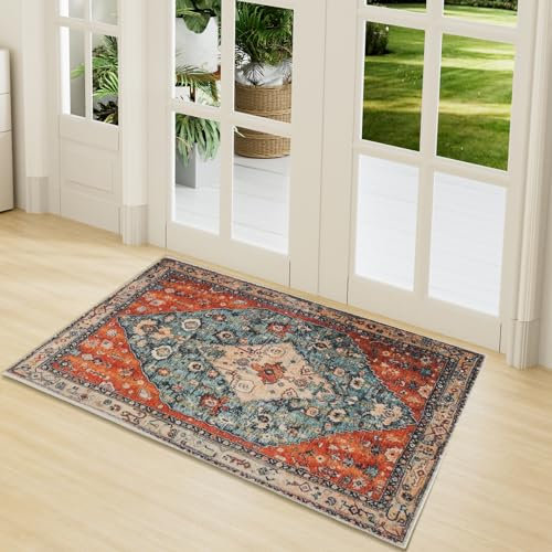 LY4U Door Mats Washable,Indoor Non-slip Dirt Trapper Floor Mat, Inside Front Door Mats,Absorbent Low Profile Mat for Kitchen,Garden,Hall Entryway 60x90 CM