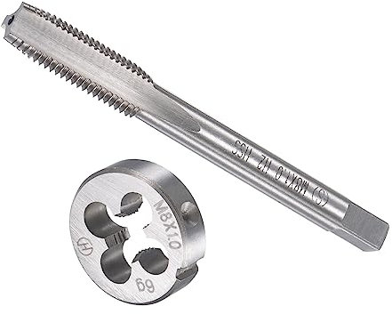 CoCud Gewindeschneiden und Matrize Set M8 x 1 Gewinde Schnellarbeitsstahl Maschine Schrauben Gewindebohrer und Rundmatrizen - (für Gewindeschneiden Reparieren) 1Set