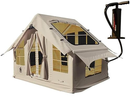 HLGKBY Großes aufblasbares Campingzelt, wasserdichtes, winddichtes 4-Jahreszeiten-Aufblaszelt für den Außenbereich, aufblasbares Glamping-Zelthaus für 2–4 Personen, Oxford-Campingzelt 5-8Person