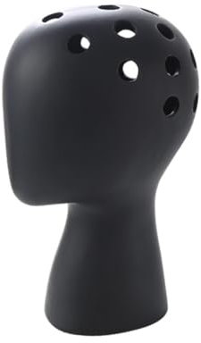 Schwarze Keramik Blumenvase mit Abstraktem Kopf als Deko