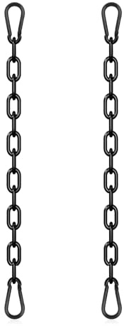 Stainless Steel Gate Chain Lock,2Pcs 4mm Heavy Duty Metal Chains for Hanging,20 Inch Galvanized Steel Welded Link Chain Lift for Fence Gate,Garage Doors,Swing Chain,Bicycle Security Lock,Black