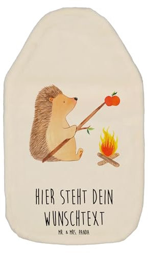 Mr. & Mrs. Panda Personalisierte Wärmflasche Igel Grillen - Personalisierte Geschenke, Wärmflasche mit Namen, Kinder Wärmflasche mit Namen, lustige