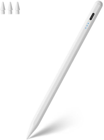 Stylus Pen for Apple Pencil Tilt Sensitivity Palm Rejection for iPad A16 11th 10th 9th 8th 7th 6th Generation, iPad Air M3 M2 3rd 4th 5th Gen, iPad Pro 11 12.9 13 inch M4, iPad mini A17 7 6 5 (White)