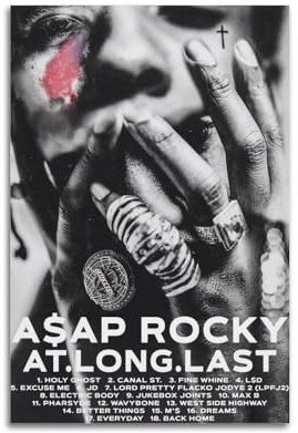 Szzmyo ASAP Rocky Album-Poster, Leinwandposter, 30,5 x 45,7 cm, ungerahmt, Schlafzimmer, Wohnzimmer, Badezimmer, Klassenzimmer, Bürodekoration