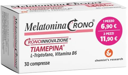 CHEMIST’S RESEARCH MELATONINA CRONO | Integratore a Base di Melatonina, Tiamepina, L-Triptofano e Vitamina B6 | 30 Compresse (2)