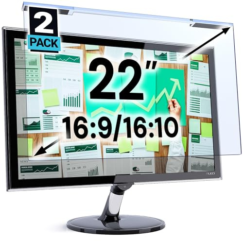 VINTEZ Blue Light Screen Protector for 22 Inch Computer Monitor and Laptop – Anti-UV Blue Light Blocking Film for Desktop PC, Eye Protection Filter, 19.2 x 12.4, 2 Pack