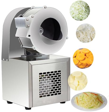 sjdoPulse Tritatutto per Verdure Commerciale, Grattugia Elettrica da 180 W, Affettatrice Multifunzionale da 1860 Giri/Min, Tagliaverdure Veloce E Uniforme per Cetrioli (2 Mm)