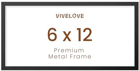 Vivelove 6x12 Metal Picture Frame, Black Aluminum Picture Frames with Tempered Glass, Wall Mounting Horizontally or Vertically, Simple and Elegant Decor for Wall-1Pack