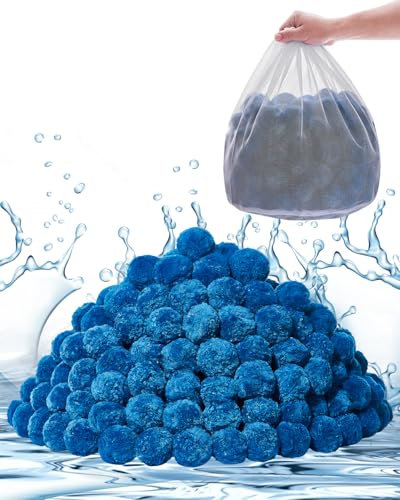 VEVOR Bolas de Filtro para Piscina 1,83 kg para Filtro de Arena de Piscina Medio Filtrante de Fibra de Poliéster Azul Reutilizable con Bolsa de Lavado para Piscina, Acuario, Tanque, Piscina Elevada