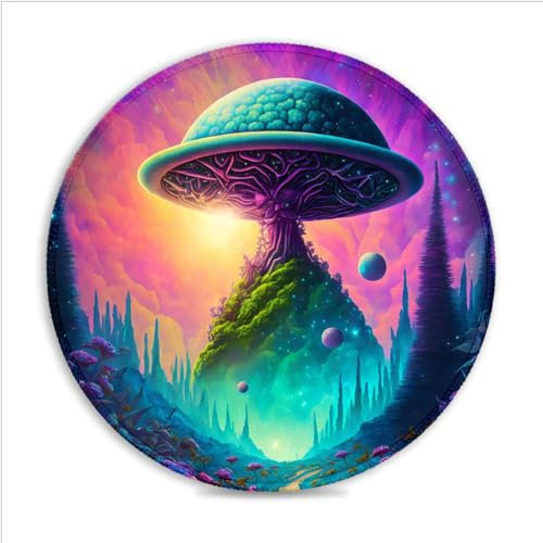 LJSPTU Tapis de Souris de Jeu Weed Planet (11 8 Pouces) Tapis de Souris Rond de Jeu Tissu Micro-tissé Anti-Transpiration Bords Cousus Tapis de Souris Compatible avec Les Souris Laser et optiques