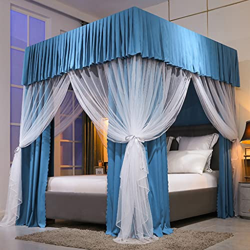 Prinzessinnen-Betthimmel mit 4 Eckpfosten und süßem Moskitonetz für Mädchenbetten, Erwachsenenschlafzimmer, Kinderzimmer; Vorhangnetz für Einzel-/Doppelbetten/Queensize-/Kingsize-Betten (Blumen-Dunk