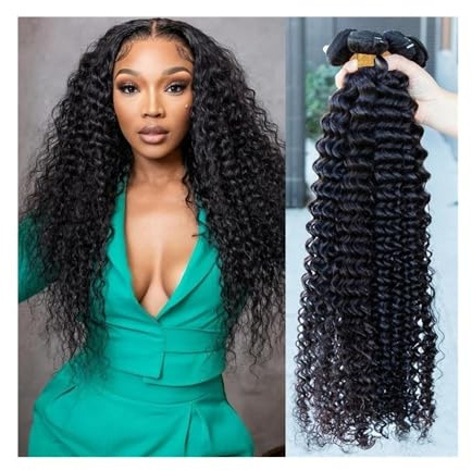 Människohårbuntar Deep Wave människohårsbuntar brasiliansk lockigt Remy Hair Weave 1 3 buntar dubbelväft obearbetade våta och vågiga hårförlängningar Hårförlängningar(26 28 30)