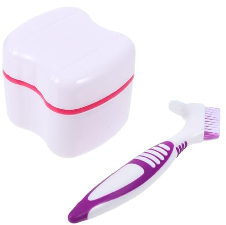 Holibanna Boîte De Rangement Compacte Et Étanche Pour Prothèses Dentaires Avec Brosse Nettoyante Portable Boîte De Stockage Et Légère Pour Voyage Et Soins