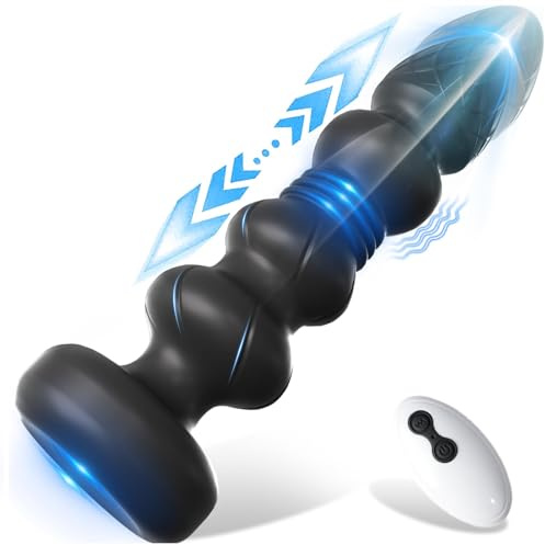 Plug anale vibrante a spinta con massaggiatore prostatico,sex toy anale maschile per adulti per uomini,donne e coppie,vibratore anale con dildo telecomandato,10 modalità
