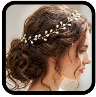 Atigy Perlen Hochzeits Haarranke Gold Haarteil Braut Haarschmuck für Damen (Gold, Einheitsgröße)