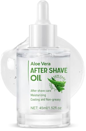 Aloe Vera After Shave Öl für Frauen und Männer, beruhigende und feuchtigkeitsspendende Pflege zur Vorbeugung von eingewachsenen Haaren für glatte, reizfreie Haut zur täglichen Anwendung 45ml