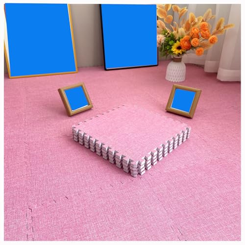 YMXBHN 30X30x1cm Leinen-Ineinandergreifende Teppichfliesen,Weiche Puzzle-Bodenmatten Mit Schaumstoffpolsterung,Sichere Spielzimmerteppiche Für Kindergarten,Rosa,100pcs